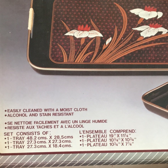 Trays- Set of 3 Vintage Tray Set New in Box - Picture 8 of 9